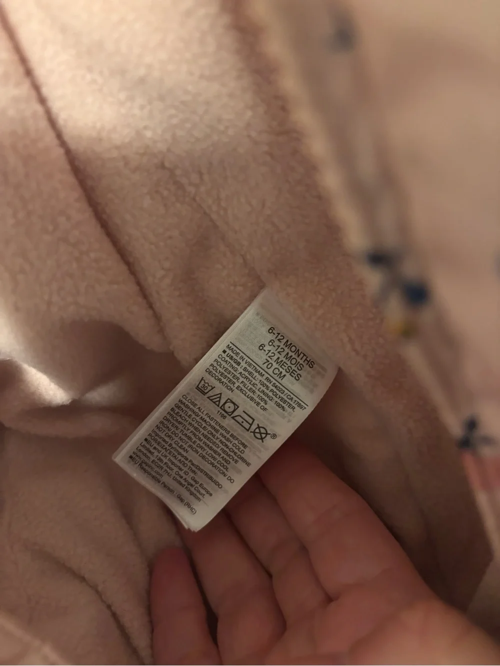 Baby GAP One-Piece Hooded Snowsuit in Light Pink with Floral Print 6-12M